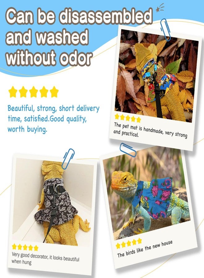 hokable Lizard Harness Dress and Leash, Adjustable Hamster Ferret Harness and Leash Set, No-Pull Walking Vest for Lizard Small Animal Gecko Chameleon (flowercolor M - Image 4